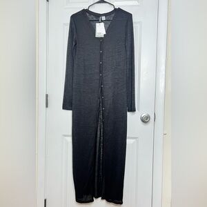 H&M Black Long Sheer Button-Up
